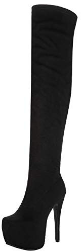 LUXMAX Stivali Alti Donna sopra Il Ginocchio Plateau Tacco Alto Tacchi a Spillo Scarpe Tacco Altissimo con Cerniera (Nero 2) - 41 EU
