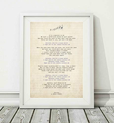 Didymus Co Eddie Vedder - Society - Liedtext-Kunstdruck (UNGERAHMT) - Verfügbare Poster Druckformate A4 (29.7 x 21cm) und A3 (42 x 29.7cm) (A4)