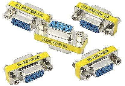 YAODHAOD DB9 9 Pin RS-232 Serial Connector DB9 Female to Female Cable Coupler Adapter 5 Packs (DB9 F/F)