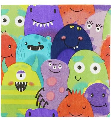 Monster Tableware, Party Napkins x8 - Monster Tableware, Party Napkins x8, 17g, 2ply, 33x33cm -