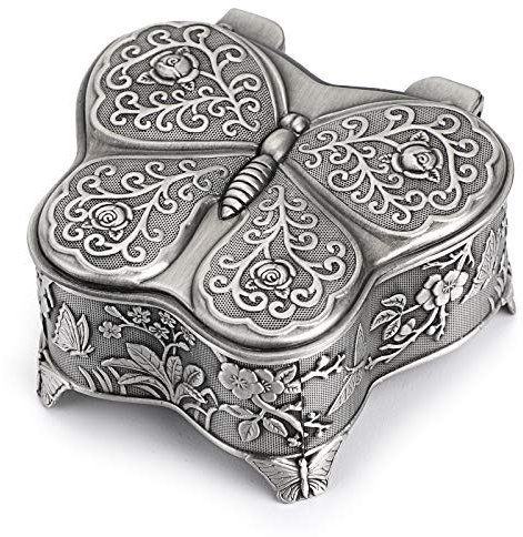 SUMNACON Schmuck-Aufbewahrungsbox aus Metall, Schmetterlingsform, antiker Schmuck, kleine Aufbewahrungsbox für Ringe, Halsketten, Ohrringe, Schmuckstücke, Andenken, Organizer