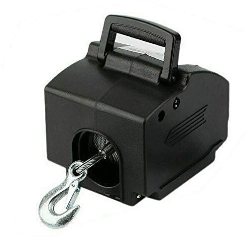 12V 906Kg 2000lbs Seilwinde Elektrisch, Tragbar Motorwinde Bootswinde Seilzug Elektrowinde, Leerlaufdrehzahl 2m/Min
