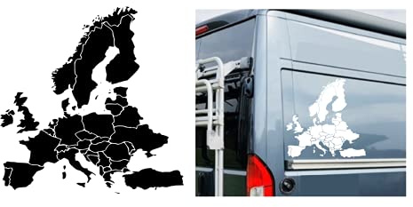 Generisch Europakarte Aufkleber Europüa Karten Aufkleber für Wohnmobile Kastenwagen oder als Wandtattoo (43/8/2) (Silbergrau Glanz, 40x40cm)