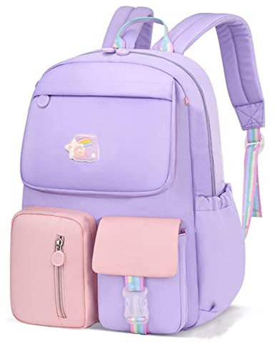 RTMYOR Zaino per la scuola per bambini per ragazze graziose per la scuola | Resistente all'acqua | Tasca posteriore | Zaini per elementari, Viola