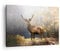 Bilder auf Leinwand Licht Hirsch Wald Leinwandbild mit Rahmen 70x50cm Wandbilder Dekoration Wohnzimmer Schlafzimmer Küche Deko Klein Wanddeko Bild Wand Kunstdruck Art Wall Decor Canvas AA70x50-4452