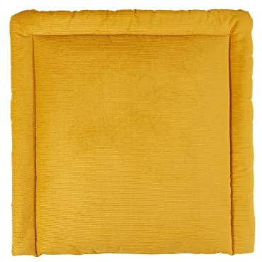 KraftKids Wickelauflage in Cord Breitcord Gelb Mustard, Wickelunterlage 85x75 cm (BxT), Wickelkissen