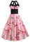 Robe Vintage Années 50 Femme Retro Rockabilly Pin Up Élégante Robes sans Manche Dos Nu Décolleté en Cœur Polka Dot Trapèze Mariage Cocktail Soirée Fête Cérémonie Décontractée au Genou #Mei Rose S