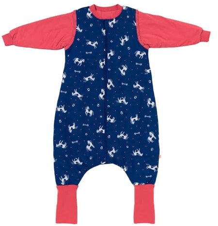 schlummersack Schlafsack mit Füßen ganzjährig 2.5 Tog 90 cm Pferde | Kinder Schlafsack mit Beinen und verlängerten Bündchen für eine Körpergröße 90-100cm | Ganzjahres Füßen