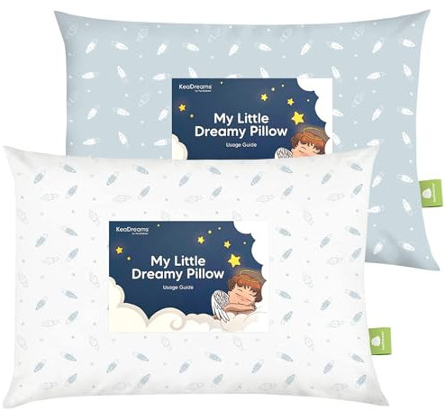 2er Pack Kleinkind Kissen 33 x 45 cm - Weich Bio Baumwolle Kissen Kinder - Kleinkind Kopfkissen Zum Schlafen - Kleines Kinder Kissen - Kinderkopfkissen für Kleinkinder - Kinderkissen (Spacecrafts)