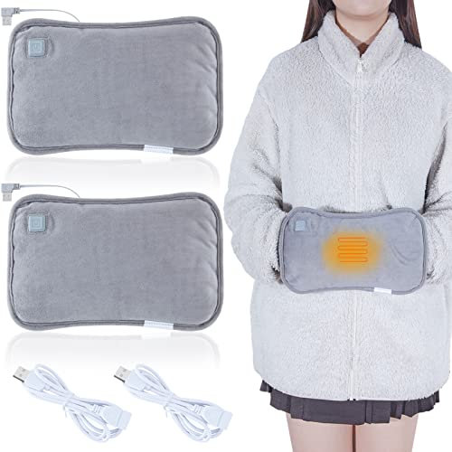 Honoson 2 Pcs USB Electric Hand Warmers Rechargeable Pocket Pouch Design Graphene Heating Portable Heated Hand Muff with 3 Levels Heat Modes for Women Menhunting Camping (Power Bank Not Included)