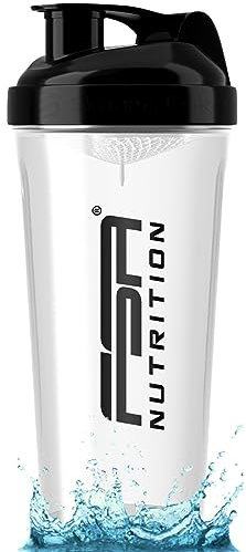 FSA Nutrition Shaker Proteinshake - 800 ml - BPA frei - auslaufsicher - Premium Qualität - mit Skala - Eiweiß Shaker - mit Sieb für klumpenfreie Shakes - Transparent