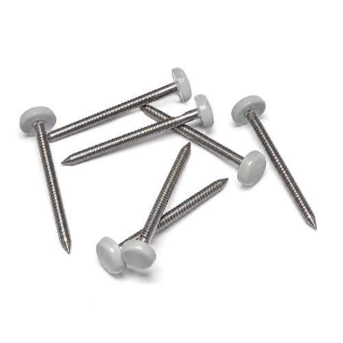 50 x Light Grey UPVC 40mm Poly Top Pins Plastic Headed Fascia Fixings