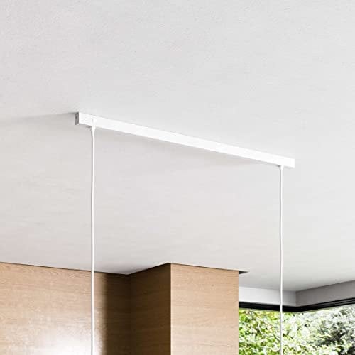 Lightstock SLIM RECTANGLE, rechteckiger Baldachin für Lampe mit 2 Kabelauslässen (L 80 x H 3.0 x B 2.5 cm), WEISS, ideal für Esstisch, inkl. WAGO-Klemmen
