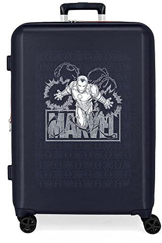Marvel Heroes Iron Man Mittelgroßer Koffer, Blau, 48 x 70 x 26 cm, starres ABS, integrierter TSA-Verschluss, 81 l, 3,98 kg, 4 Doppelräder