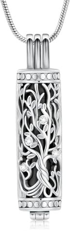 VCCWYQK Collar con colgante para cenizas de ser amado, urna, árbol de la vida, unisex, botecito de cremación de ceniza, joyería conmemorativa (D)