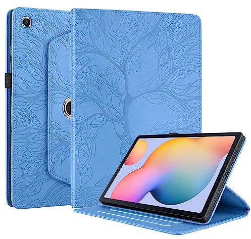 Succtopy Coque pour Samsung Galaxy Tab S6 Lite 10.4 Pouces 2024/2022/2020 Étui Support Rotatif à 360 Degrés PU Cuir Housse de Protection avec Porte-Pencil pour Galaxy Tab S6 Lite Bleu
