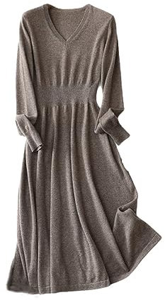 Pullover Da Donna In Maglia A Maniche Lunghe Con Scollo A V, Tunica In Cashmere