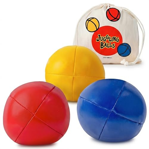 Covelico Juggle Balls Beginner Kit, Set of 3 Bean Bags, No-Bounce