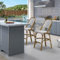 PURPLE LEAF französischer Barhocker 2er-Set, Barstühle mit Graues und Weißes verwoben Finish, Outdoor-Tresenhocker Rattan, Alu-Gestell, mit Rückenlehne & Aluminium Gestell, Grau