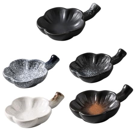 MAGICLULU 5 Stk Pflaumenblumenschale mit Griff chinesische Soße Gewürzhalter aus Keramik japanische Snacks Essenstablett Snackhalter aus Keramik Gewürzschale aus Keramik Senf Gewürzplatte