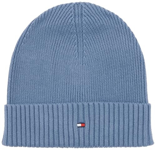 Tommy Hilfiger Herren Strickmütze Flag Cotton Beanie mit Kaschmir, Blau (Blue Hills), Einheitsgröße