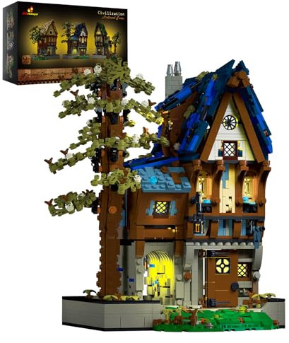 JMBricklayer Medieval Magic House Lighting Building Set 30123 – Retro-LED-Licht-Konstruktionshaus-Baumodell-Set, Sammler-Ausstellungshaus, Ideas Geschenk für Erwachsene und Jugendliche (2095+ Teile)
