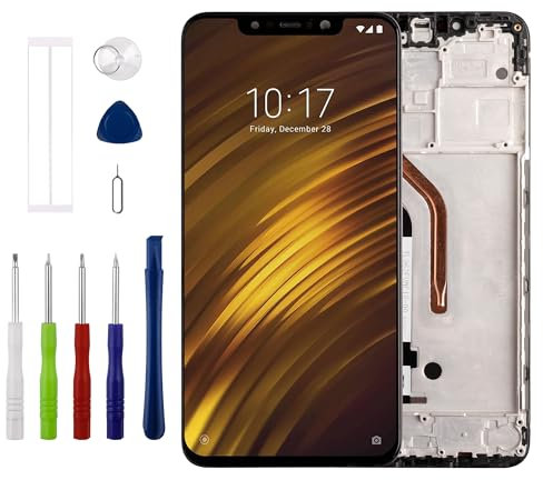 Duotipa [Con marco] [nuevo] Pantalla LCD táctil digitalizador de repuesto para Xiaomi Mi Poco F1/Pocophone F1 M1805E10A 6,18 pulgadas con kit de herramientas de reparación técnica, color negro.