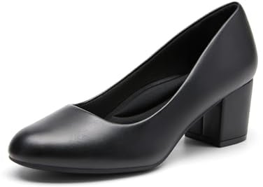 DREAM PAIRS Damen Pumps Niedriger Blockabsatz,Schwarz-Pu,38