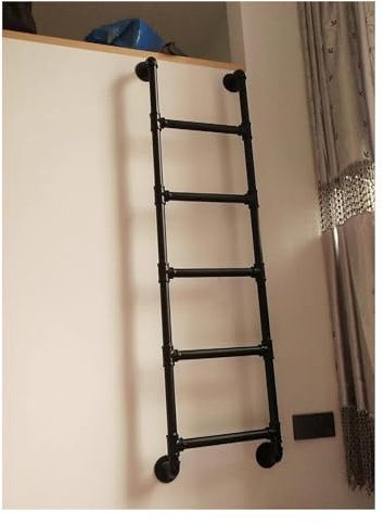 Bettleiter, Etagenbettleiter, Hochbett-Etagenleiter für den Innenraum von Wohnmobilen, Klettersicherheit (Farbe: Schwarz, Größe: 236 cm)