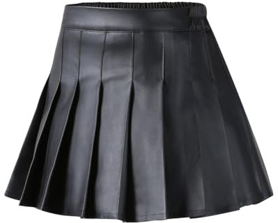 Valcatch Niñas Falda De Cuero Plisada para Niños Faldas De Skater De Cintura Elástica Plisadas Brillantes Brillantes Casuales para 3-12 Años