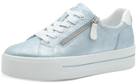 Jana Damen Plateau Sneaker mit Reißverschluss Vegan, Blau (Sky Metallic), 41 EU