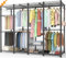 AQRA Clothes Rail Heavy Duty Clothes Rail, Open Wardrobe for Hanging Clothes with Adjustable Shelves 4 Assembly Ways, Professional Pants Rack Design, Clothes Rack, 193.5W×43.5D×195H (Black)