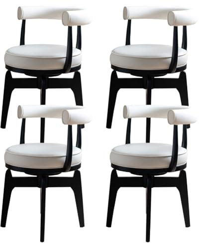 SPXMQSS Esszimmerstühle mit Armlehne, Esszimmerstühle Drehbar mit Rückenlehne und Beine aus Massivholz, Lederoptik Küchenstuhl für Esszimmer, Küche, Wohnzimmer Beige 4