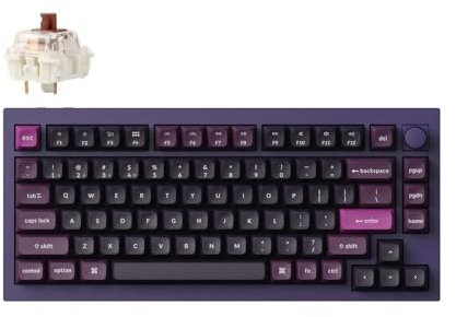 Keychron Q1 Max QMK/VIA Kabellose Mechanische Tastatur, Layout QWERTY US, Vollmetall, programmierbar, 2.4 GHz/Bluetooth/USB, RGB und Hot-Swap-fähig, Gateron Jupiter Brown - Purple