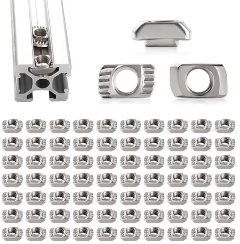 Lyeteung 70 Stücke 20 Serie M5 T-Nutmuttern, Hammerkopfmutter, Tropfen-in T-Nut-Muttern, für Europäische Standard 20 Serie T-Nut-Aluminium-Extrusionsprofil