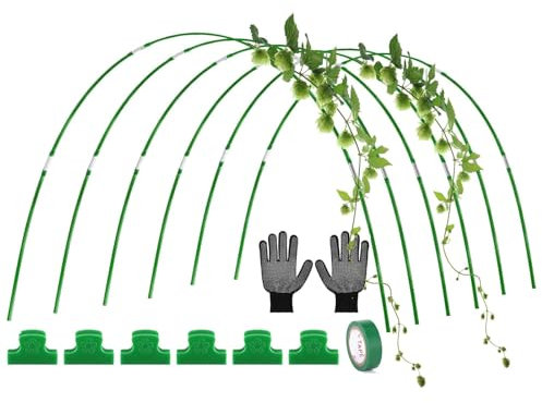 Kits de invernadero: túnel de cultivo de aros para plantas, marco de soporte de invernadero, 98 aros reutilizables para invernadero, estructura de fibra de vidrio resistente para jardinería y larga