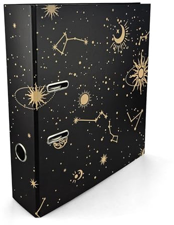 Netuno Design 1x Ringordner DIN A4 70 mm breit mit 2 Ringen Weltraum-Design für Schule Büro Zuhause Dokumente Schulhefte Zeichnungen Schulordner a4 Ordner Karton Kunststoff Büroordner Akten-Ordner