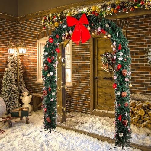 Bonnlo Christmas Arch, 8ft Christmas Tree Arch for Outdoor Indoor Room Festival Decoration Background Stand 240x40x265 cm Green