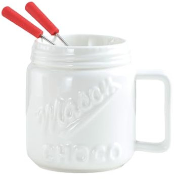 Ceramic Chocolate Melting Cup Christmas Gifts Chocolate Fondue Mug130ml Multi-Function Butter Warmer for Caramel Tapas Tealight Candle Minis Simmer Mug, Melting Mugs for Chocolate,Butter (White)