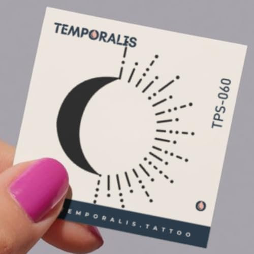 Tatuaggio SOLE & LUNA | Temporalis® | Tatuaggi temporanei uomo donna, tatuaggi finti vegani e waterproof - Certificato UE - Dura 1-2 settimane [ Tattoo Eclissi solare ]