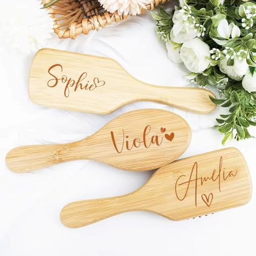 Personalisierte Gravierte Namens-Haarbürste, Gravierte Haarbürste For Mädchen, Individuelle Handgefertigte Airbag-Bürste, Hochzeit, Urlaub, Party-Geschenk, Haarkämmen, Brautjungfern-Geschenke