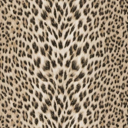 Murgall Leopard Wallpaper Textured Wallpaper 44 x 600 cm Paper Animal Print Wallpaper for Bathroom Bedroom Non-Woven 3D Embossed Wallpaper Non-Paste Wallpaper for Bedroom and Bathroom
