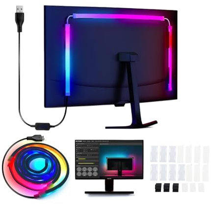 LICAEVEY RGB LED Strip Light Monitor de Retroiluminación Pantalla de Pantalla Sinción USB Fuera de Luz Ambiental Alimentada por USB para un Monitor de PC de Juego de 22-27 Pulgadas