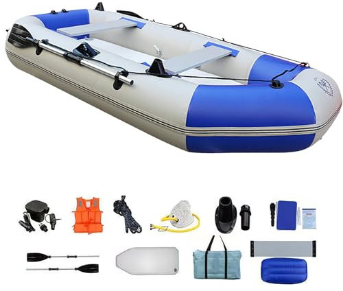 Pounjsd angelkajak zubehör 260cm, aufblasbares Boot Set mit Handpumpe, Kajak 4/5 Personen Set Schlauchboot Set, Kajak Boot aufblasbar, Angelboot, Paddelboot mit robuster PVC-Schale, Sportboot