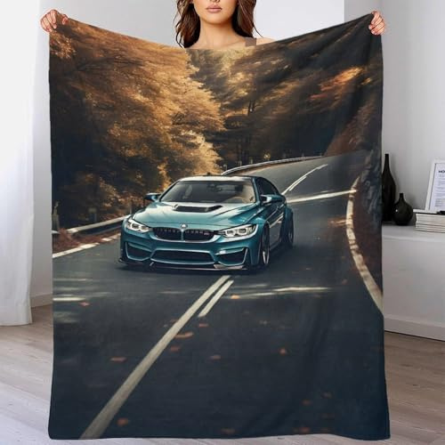 TBDUEPS Kuschelige BMW M3-Decke für Damen, luxuriöse, weiche Überwurfdecke für Sofa/Couch/Bett, Überwurf für Papa, 100 x 130 cm