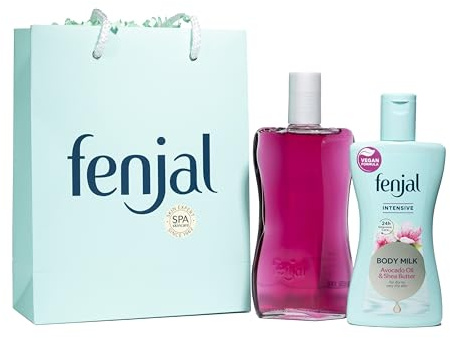 Fenjal Intensive Bath Luxury Gift Set, Oil and Care Foam Bath, Body Milk | Gift set Contain : 1x Oil & Care Foam Bath 200ml, 1x Body Milk 200ml, For deep nourishment and relaxation