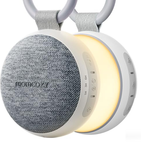 Momcozy Ruido Blanco Bebe con 20 Sonidos Relajantes y Anillo Colgante | Maquina Ruido Blanco Bebe con Luz Nocturna, Temporizador, Larga Duración para Viajes