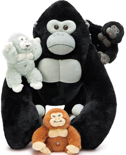 MorisMos groß Gorilla Kuscheltier XXL mit Baby im Bauch, 50cm weich riesen AFFE Stofftier Plüschtier Spielzeug, Geburtstag Weihnachten Geschenk für Kinder Baby