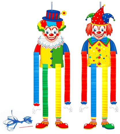 KERYBW Clown Deko Karneval, 2 Stück Clown Banner Deko, Bunt Papier Hängend Tür Wand Banner für Karneval, Fasching, Zirkus Deko Kinderpartys