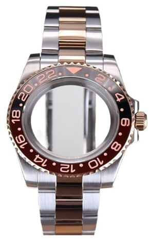 Gladiaond 1 Stück 40-mm-Taucheruhrengehäuse Root Beer GMT Rose for NH35, NH36, NH38/34, Miyota 8215, ETA 2824 Automatikwerk, 28,5-mm-Zifferblatt